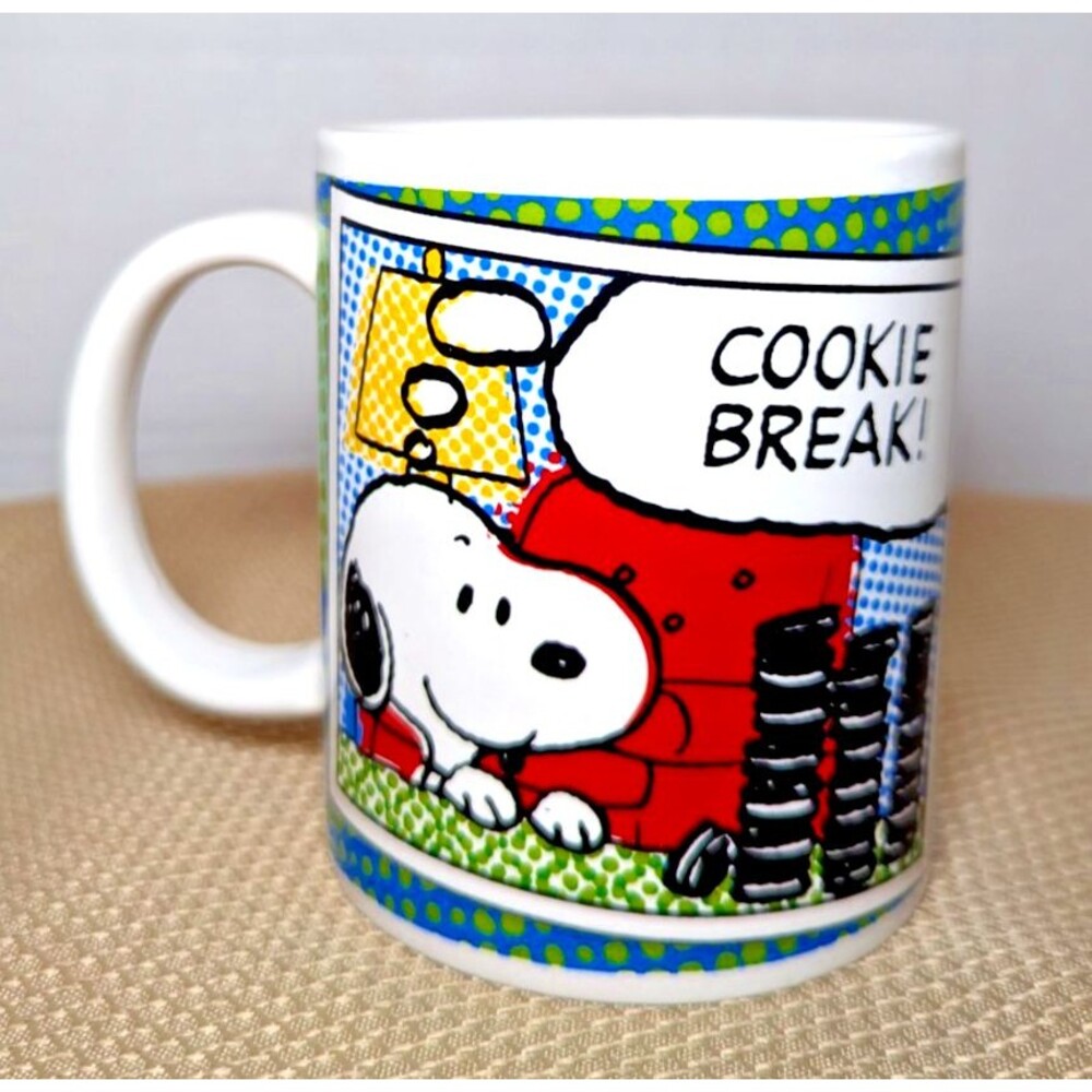 Vintage Snoopy Coffee Mug Cup Cookie Break Ceramic 10-oz Peanuts Collection Gift